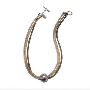 Brand New Erica Zap Three Strand Mesh Necklace With Floating Ring